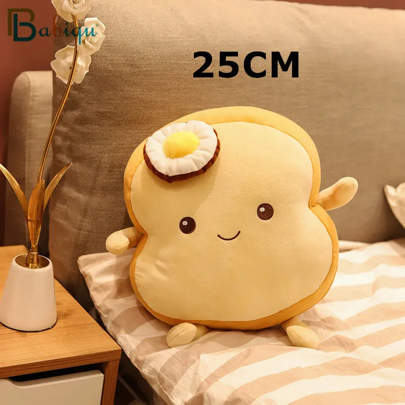 25CM Cute Creative Toast Stuffed Pillow Soft Kawaii Bread Plush Toy Simulation Food Doll Sleep Pillow Cushion Kids Gift