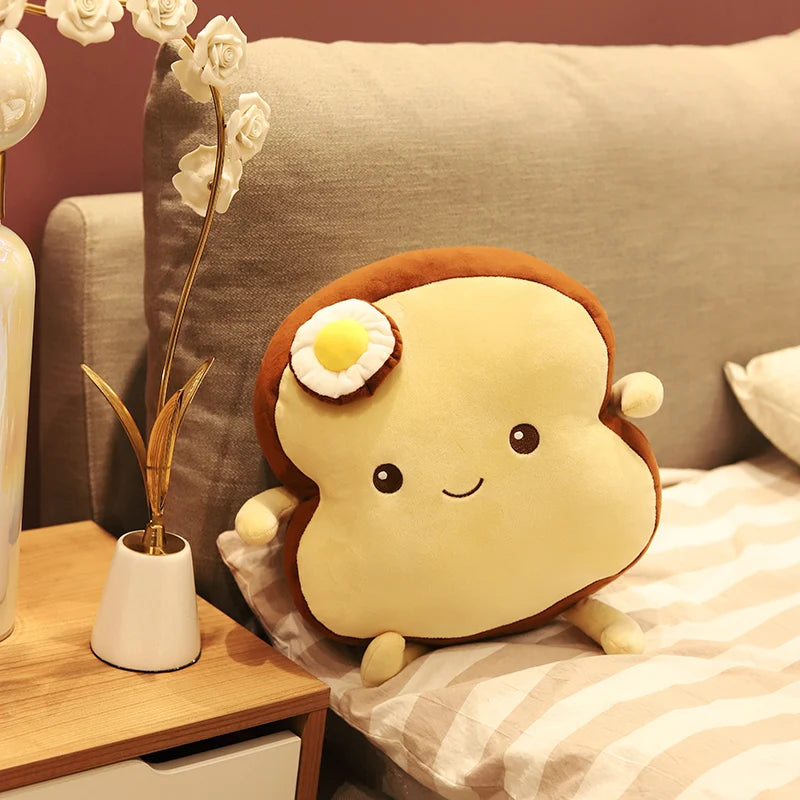 25CM Cute Creative Toast Stuffed Pillow Soft Kawaii Bread Plush Toy Simulation Food Doll Sleep Pillow Cushion Kids Gift