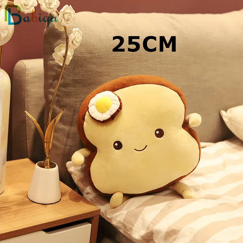 25CM Cute Creative Toast Stuffed Pillow Soft Kawaii Bread Plush Toy Simulation Food Doll Sleep Pillow Cushion Kids Gift