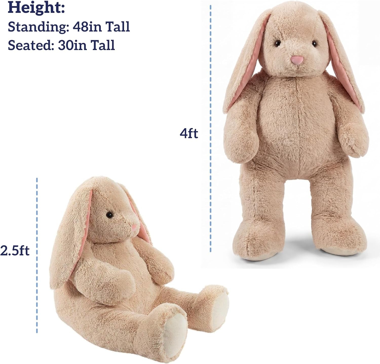 Giant Easter Bunny Stuffed Animal | 4 Foot Bunny Plush Toy | Jumbo Emotional Support Plush for Kids and Adults | Crafted in the USA