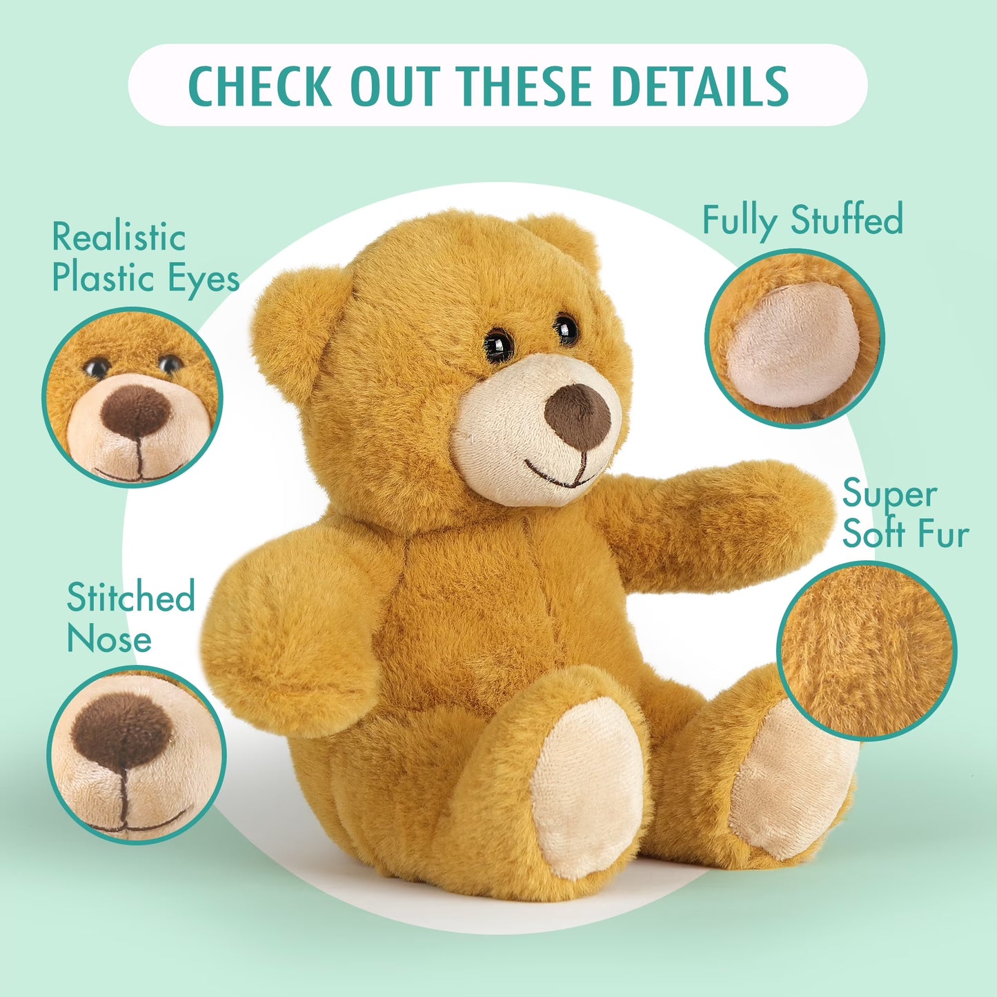Teddy Bear Stuffed Animal Bulk, 5 Pack 10 in Plush Bear Toy Gifts for Kids, Girls, Brown