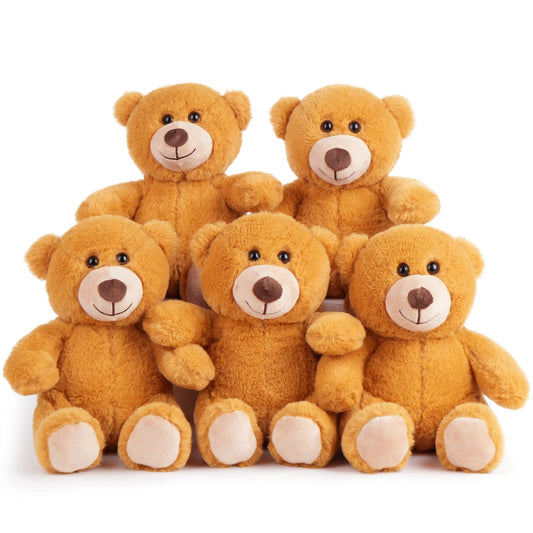 Teddy Bear Stuffed Animal Bulk, 5 Pack 10 in Plush Bear Toy Gifts for Kids, Girls, Brown