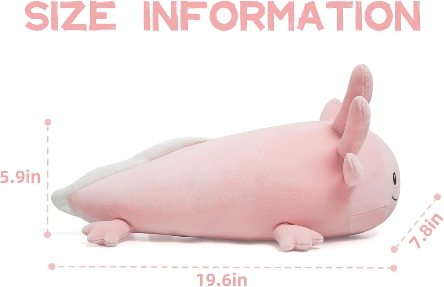 20 Inch Pink Axolotl Plush Toy - Luminous, Realistic, Cute Stuffed Animal Plushies for Girls & Boys - Glow-In-The-Dark Birthday Gifts