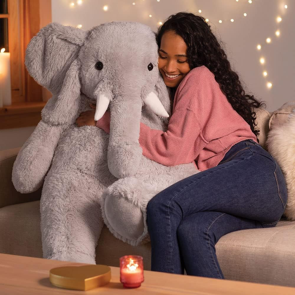 Giant Elephant Stuffed Animal | 4 Foot Elephant Plush Toy and Emotional Support Plush for Kids and Adults | Crafted in the USA