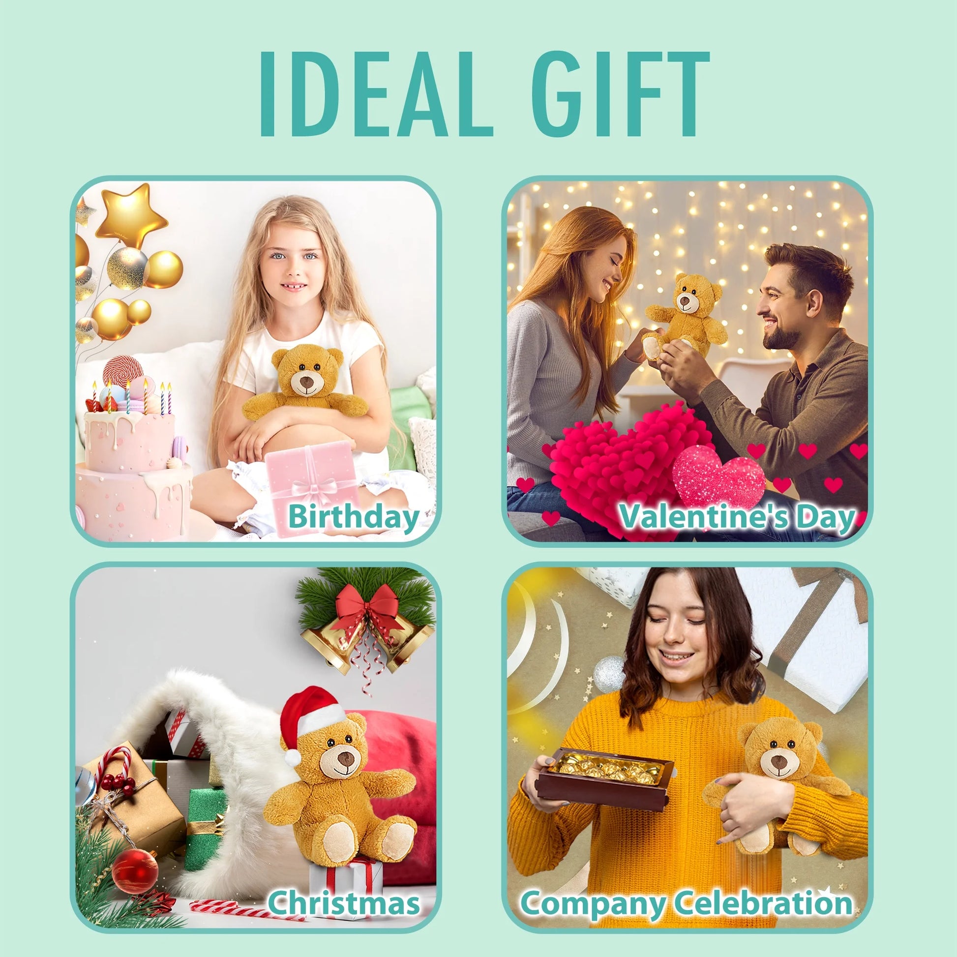 Teddy Bear Stuffed Animal Bulk, 5 Pack 10 in Plush Bear Toy Gifts for Kids, Girls, Brown
