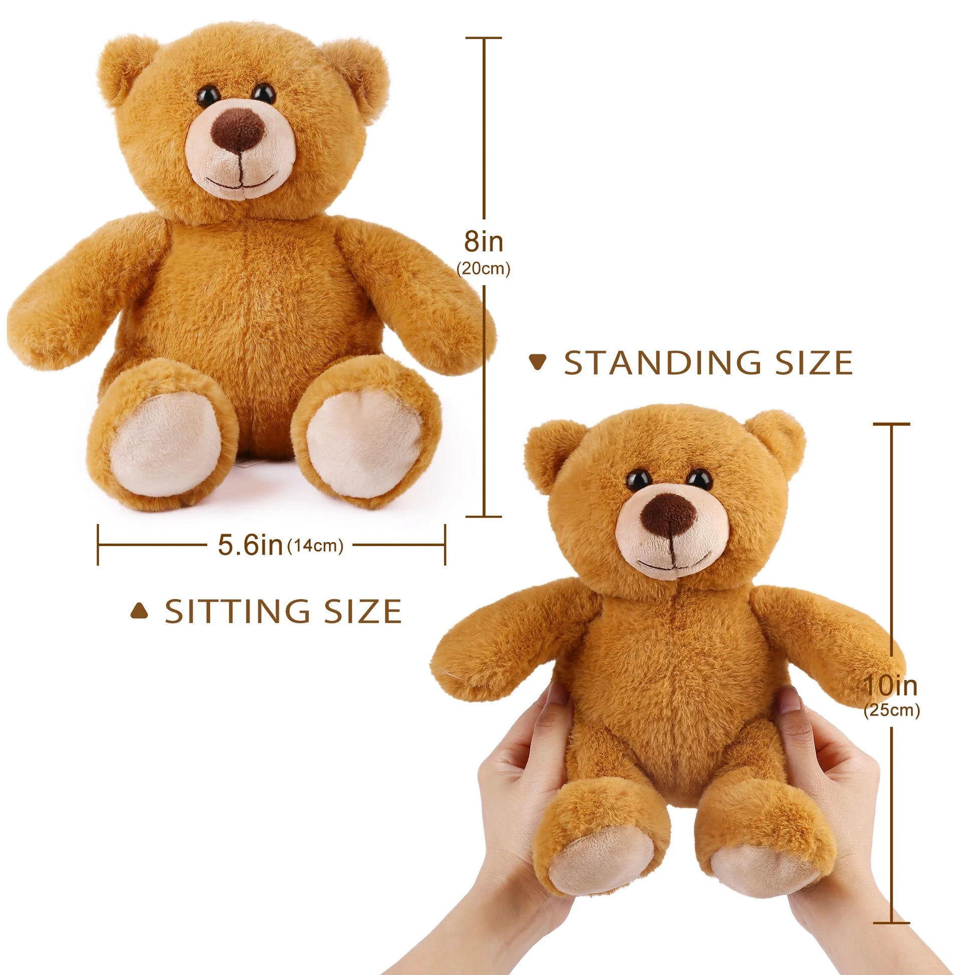 Teddy Bear Stuffed Animal Bulk, 5 Pack 10 in Plush Bear Toy Gifts for Kids, Girls, Brown