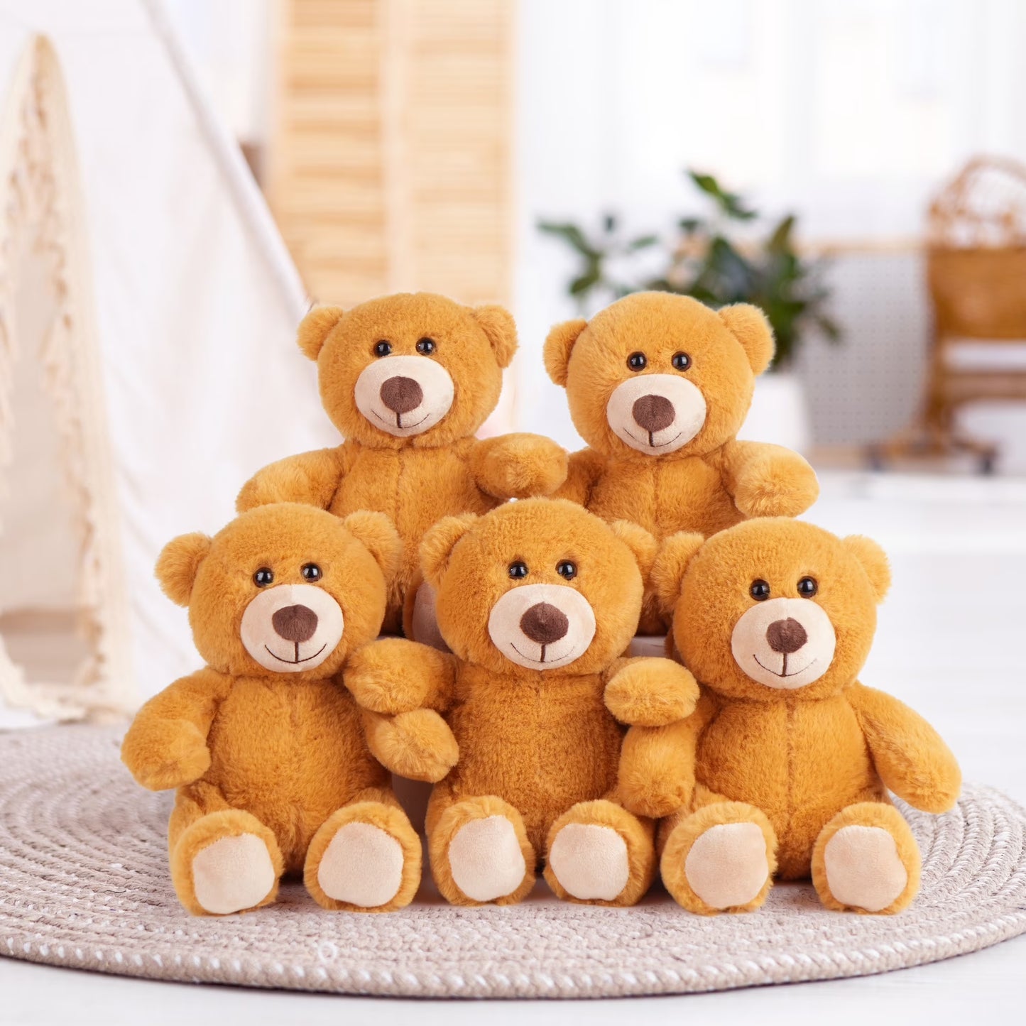 Teddy Bear Stuffed Animal Bulk, 5 Pack 10 in Plush Bear Toy Gifts for Kids, Girls, Brown