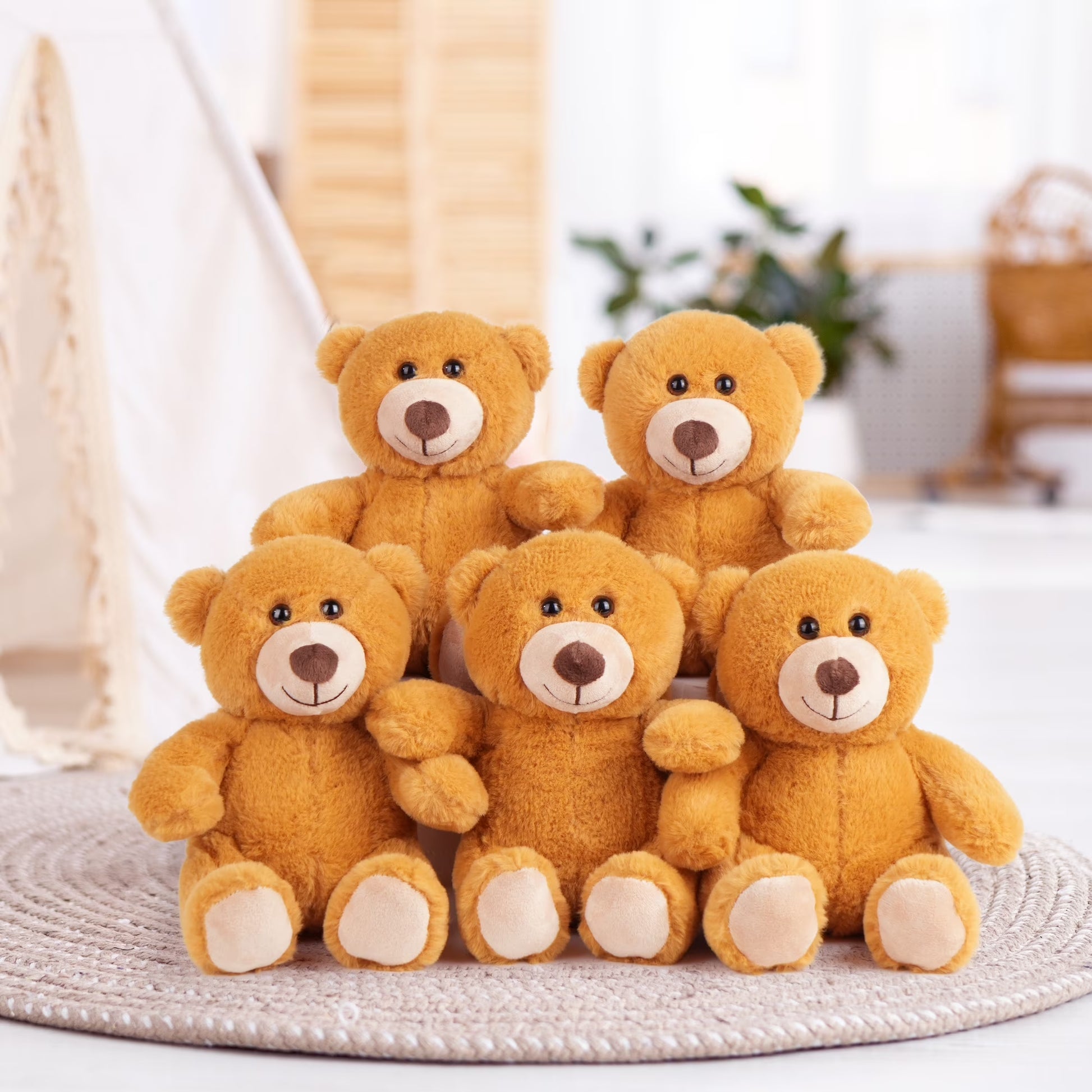 Teddy Bear Stuffed Animal Bulk, 5 Pack 10 in Plush Bear Toy Gifts for Kids, Girls, Brown