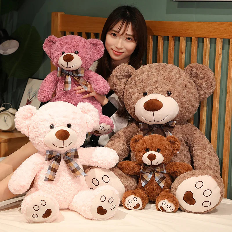 25/35CM Kawaii Teddy Bear Plush Pillow Toys Lovely Bow-Knot Bears Toys Stuffed Soft Animal Dolls Xmas Valentine Gift