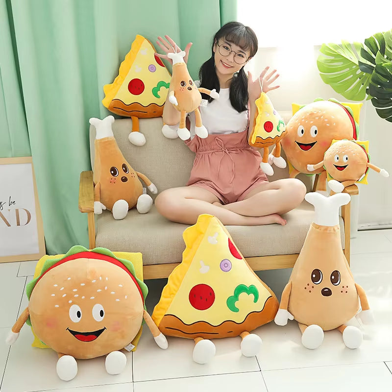 Chips Chicken Leg Fries Food Pillow Pizza Snack Plush Toy Bed Soft Doll Cusion Creactive Valentine'S Day Birthday Gift Plushie