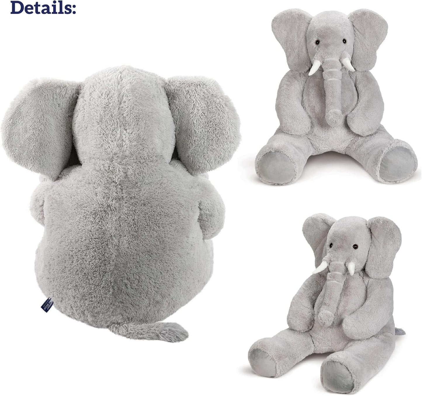 Giant Elephant Stuffed Animal | 4 Foot Elephant Plush Toy and Emotional Support Plush for Kids and Adults | Crafted in the USA