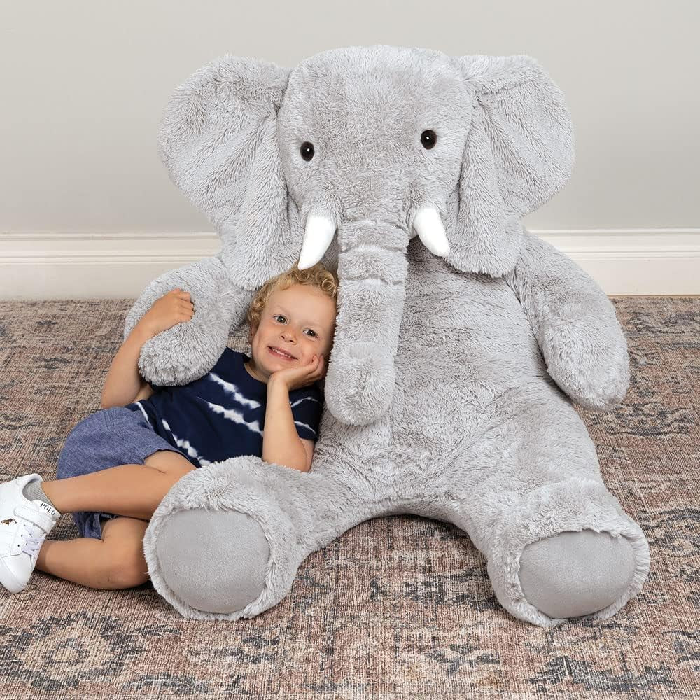 Giant Elephant Stuffed Animal | 4 Foot Elephant Plush Toy and Emotional Support Plush for Kids and Adults | Crafted in the USA