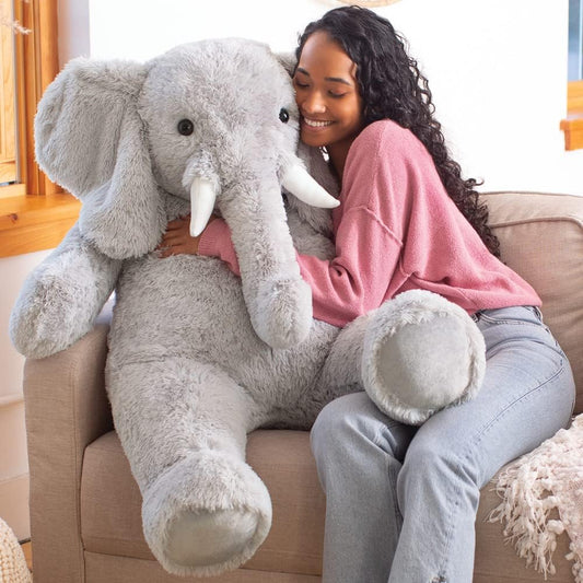 Giant Elephant Stuffed Animal | 4 Foot Elephant Plush Toy and Emotional Support Plush for Kids and Adults | Crafted in the USA